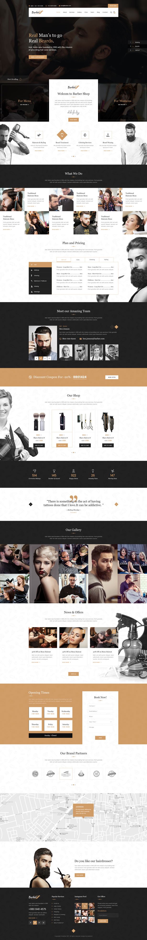 Barber - Hair Salon Bootstrap PSD Template - 1