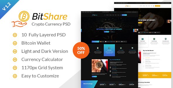 Bit Share – Bitcoin Crypto Currency PSD Template