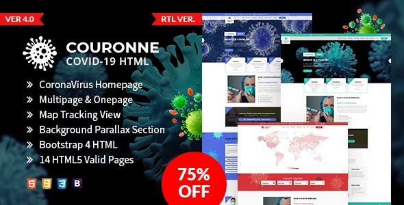 Couronne – Corona virus (Covid-19) HTML Template