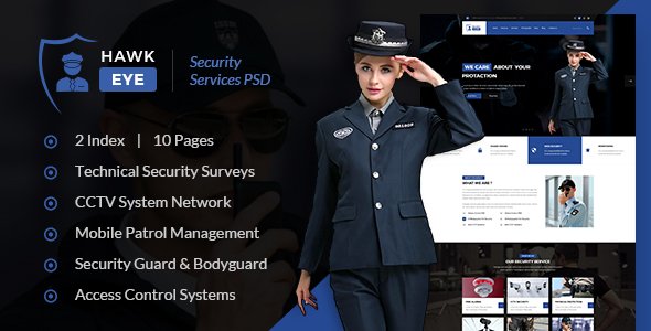 Hawkeye – Security Service PSD Template