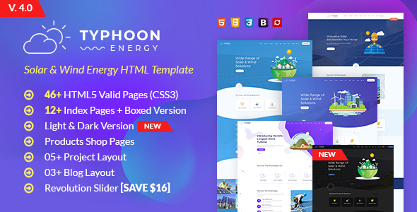 Typhoon – Solar & wind Energy eCommerce HTML Template