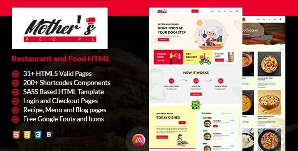 Mother’s Recipe – Restaurant and Food HTML Template