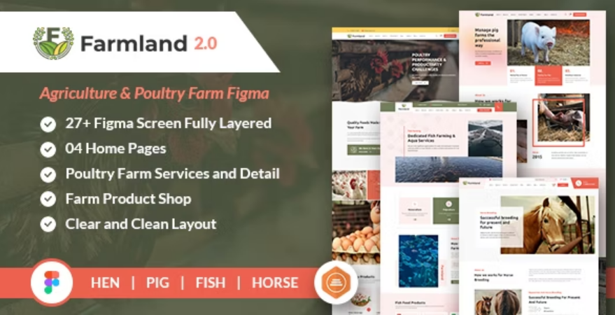 Farmland – Agriculture & Poultry Farm Figma Template