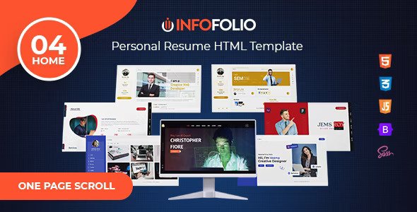 InfoFolio – Resume One Page HTML Template